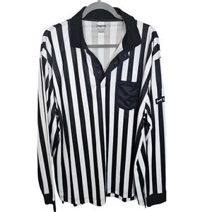 Foot Locker Mens Striped Referee Polo Shirt Sz XL Sporty Active Stretch Athletic